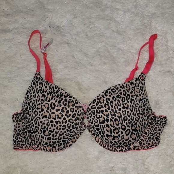 PINK LEOPARD WEAR EVERYWHERE PUSH-UP UNDERWIRE BRA, SIZE 36B - Picture 1 of 9